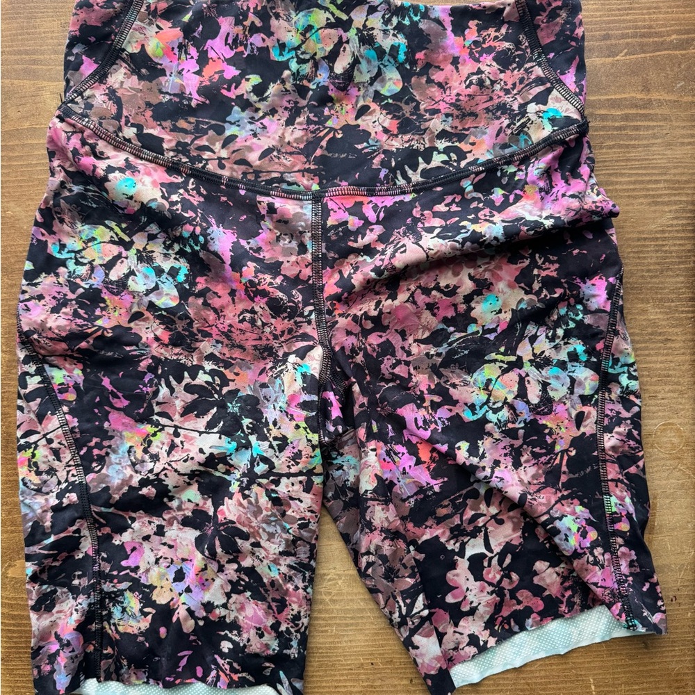 Lululemon Athletica Black and Pink High-Waist Bike Shorts